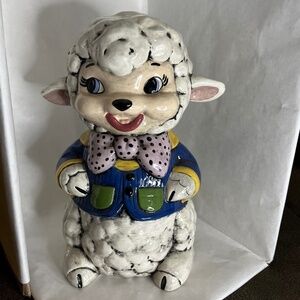 Vintage 11.5" Easter Lamb/Sheep Ceramic Albertas Mold Retro 1967 Handpainted